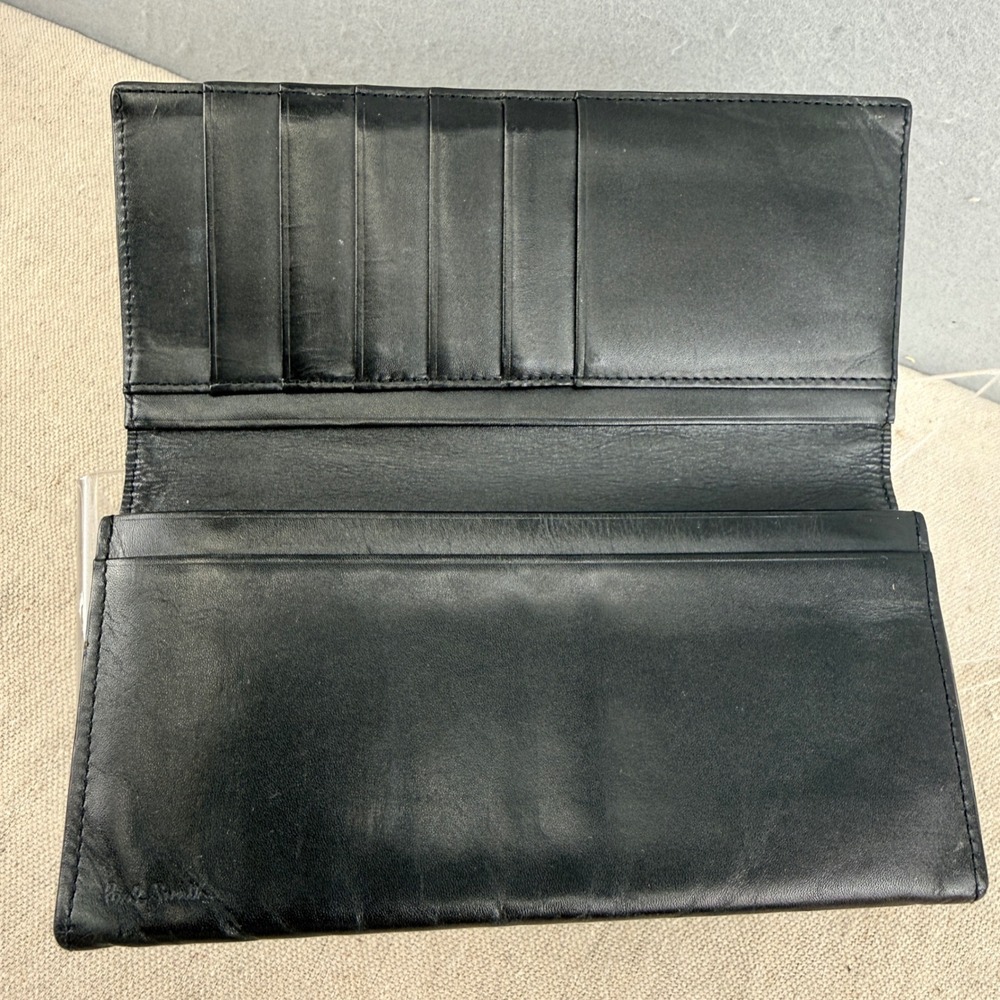 Paul Smith Black Leather Signature Stripe Continental Wallet Long Zip Pouch - Picture 6 of 9